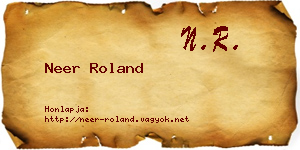Neer Roland névjegykártya